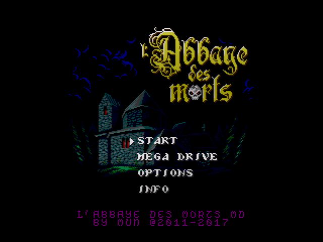 L'Abbaye des Morts (Homebrew) — Title screen